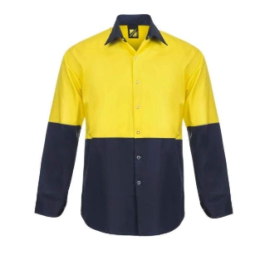 Picture of WorkCraft, Shirt, Long Sleeve, Food Industry, Lightweight, Hi Vis, Two Tone, Vented, Cotton Drill, Press Studs, No Pockets
